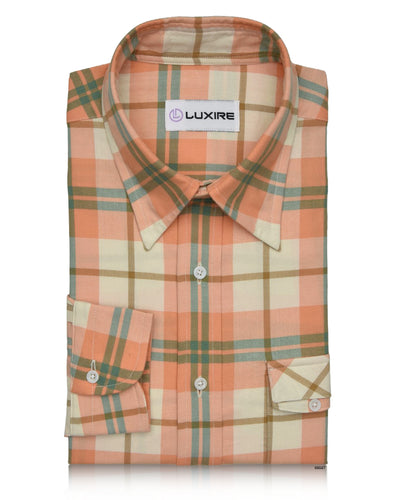 Orange Turquoise Cream Madras Checks Twill