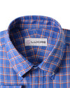 Lin : tartan orange, blanc, bleuet et bleu