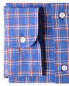 Lin : tartan orange, blanc, bleuet et bleu