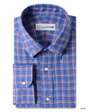 Lin : tartan orange, blanc, bleuet et bleu