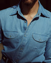 Denim-Chambray-Hemd in Fade-Waschung in Indigoblau