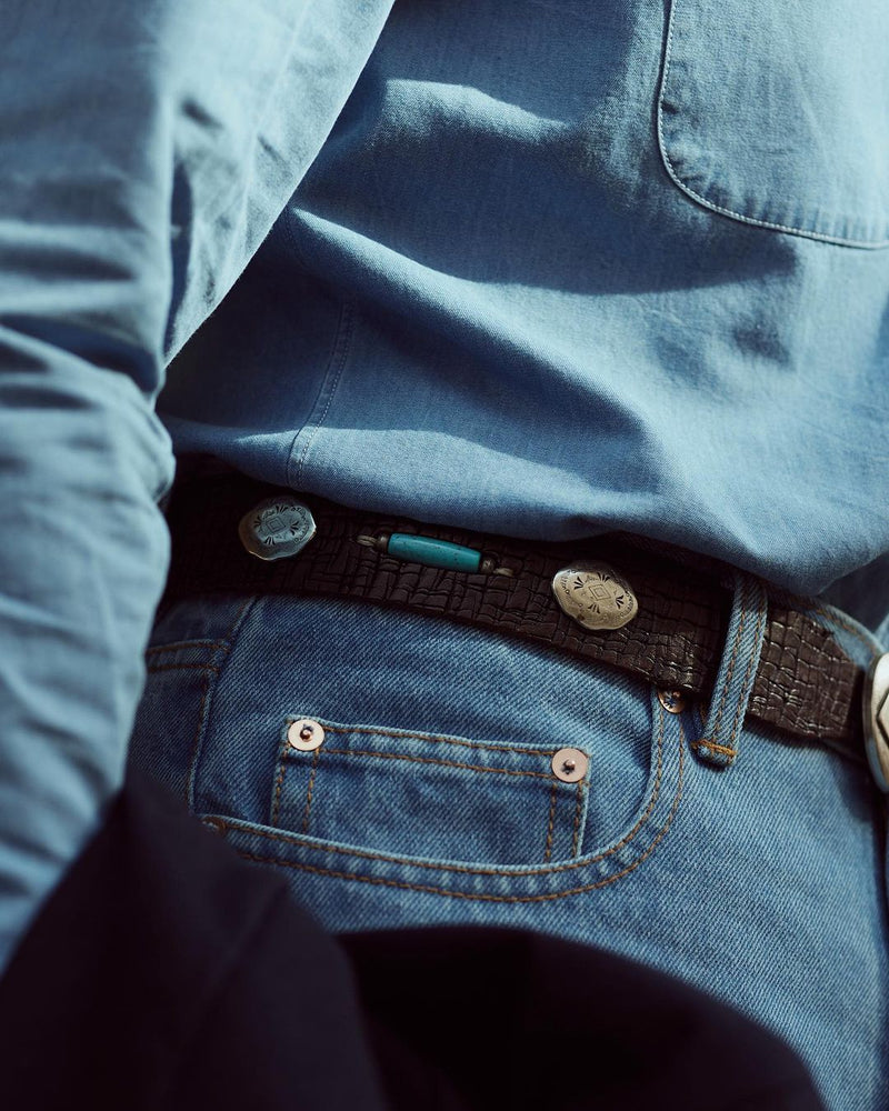 Denim-Chambray-Hemd in Fade-Waschung in Indigoblau