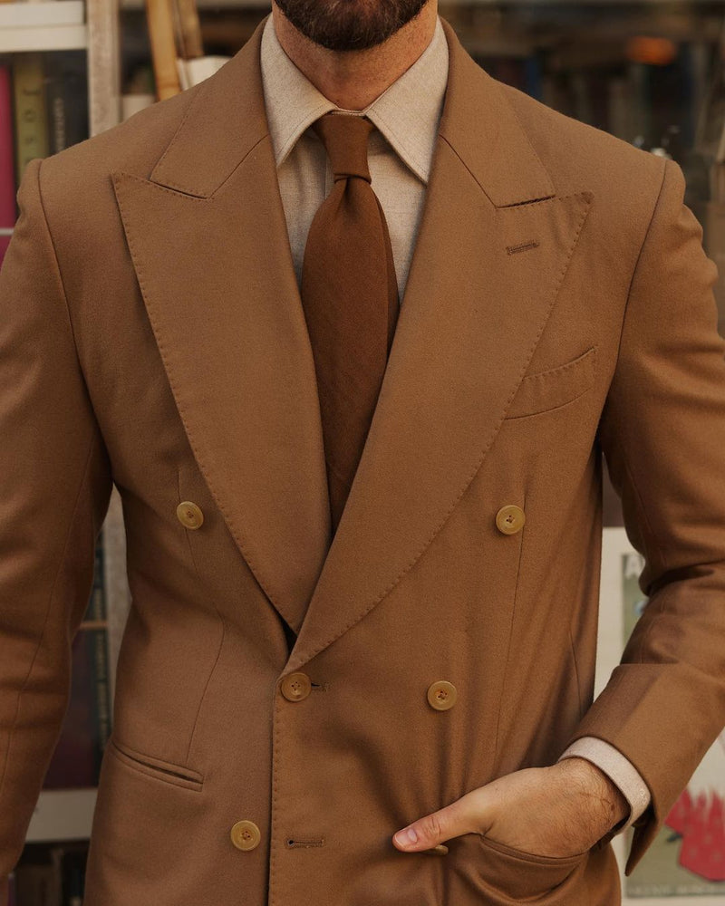 Vitale Barberis Canonico – Anzug aus sandfarbenem Wollflanell