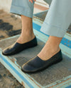 Plissierte, puderblaue Twill-Hose mit hohem Bund