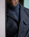 Marineblaue Dugdale-Hemdjacke aus Wollflanell