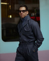 Marineblaue Dugdale-Hemdjacke aus Wollflanell