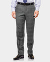Dugdale Feine Kammgarnhose - Grauer Prince of Wales mit blauem Overcheck