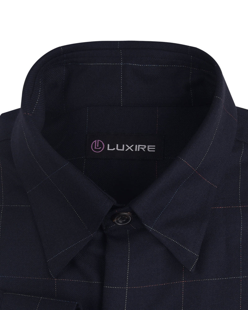 Dugdale Navy Windowpane Twill shirt