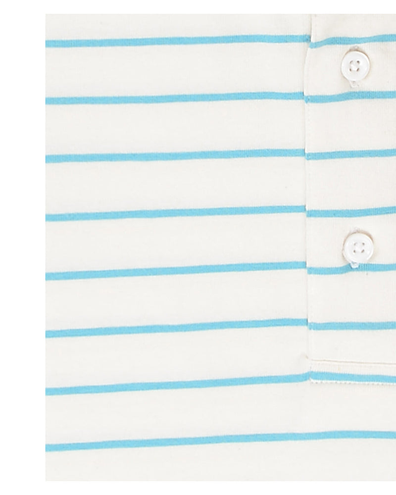 White Blue Striped Polo T-shirt