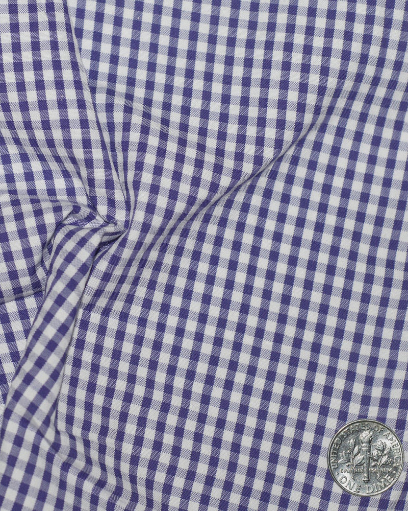 Blau/lila kleiner Gingham-Seersucker
