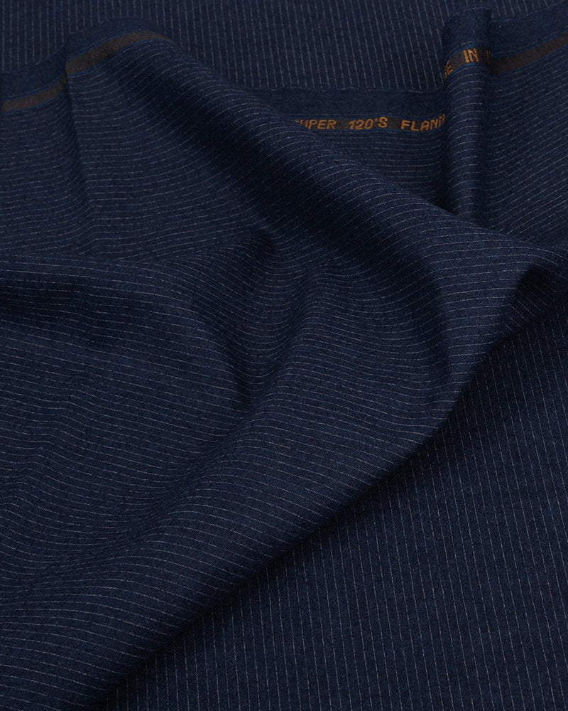 Vitale Barberis Canonico- 120s White Pin Stripes On Navy Flannel