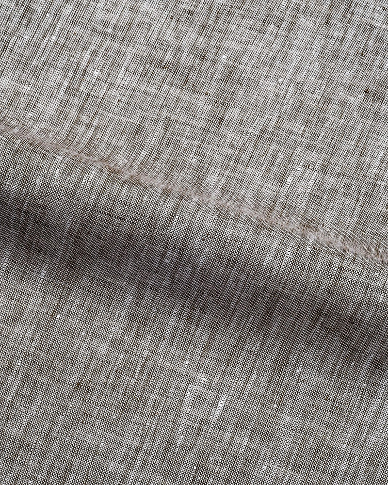 Pullover-Hemd aus braunem Leinen-Chambray