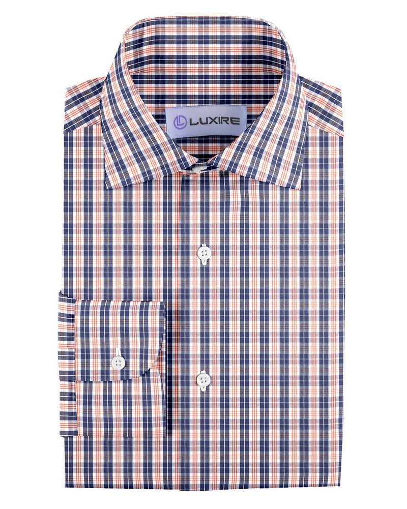 Marine-Orange-Weiß-Tartan-Karos