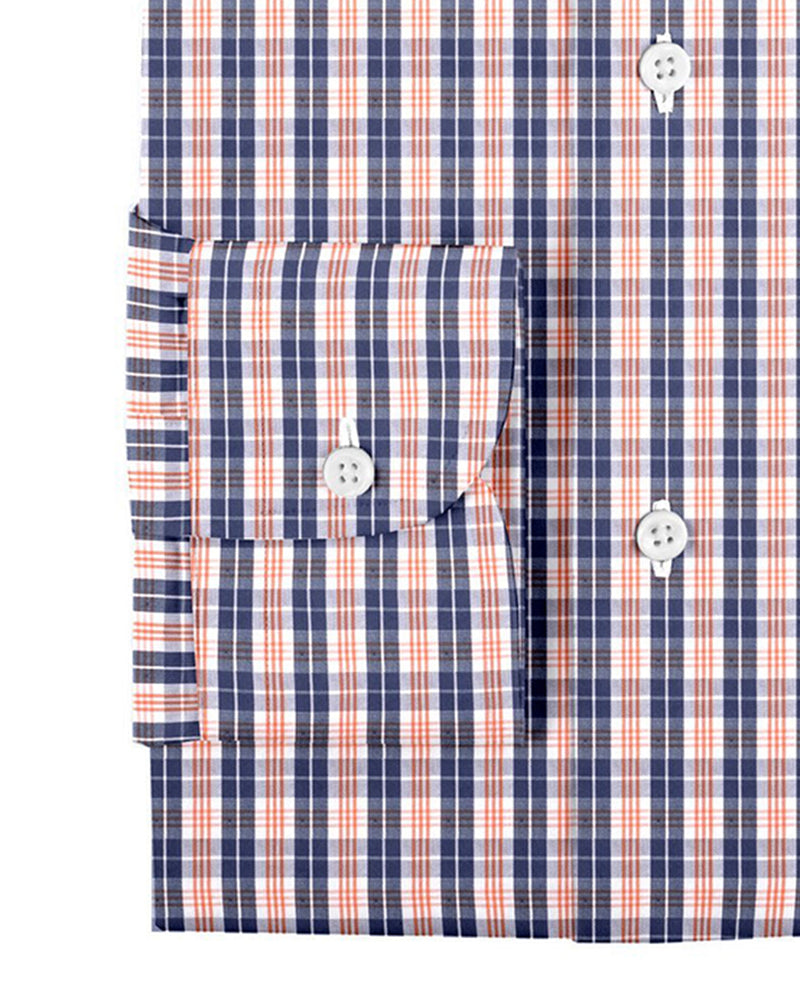 Marine-Orange-Weiß-Tartan-Karos