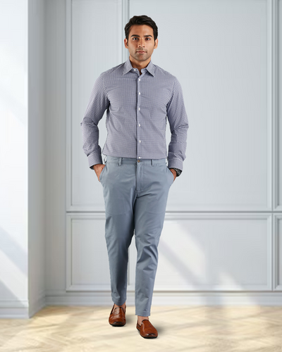 Pantalon chino Genoa bleu clair gris
