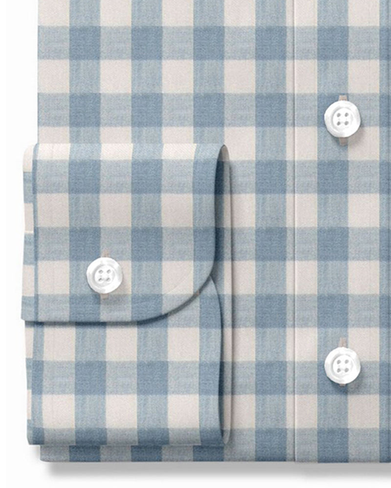 Gewaschener Indigo-Creme-Gingham