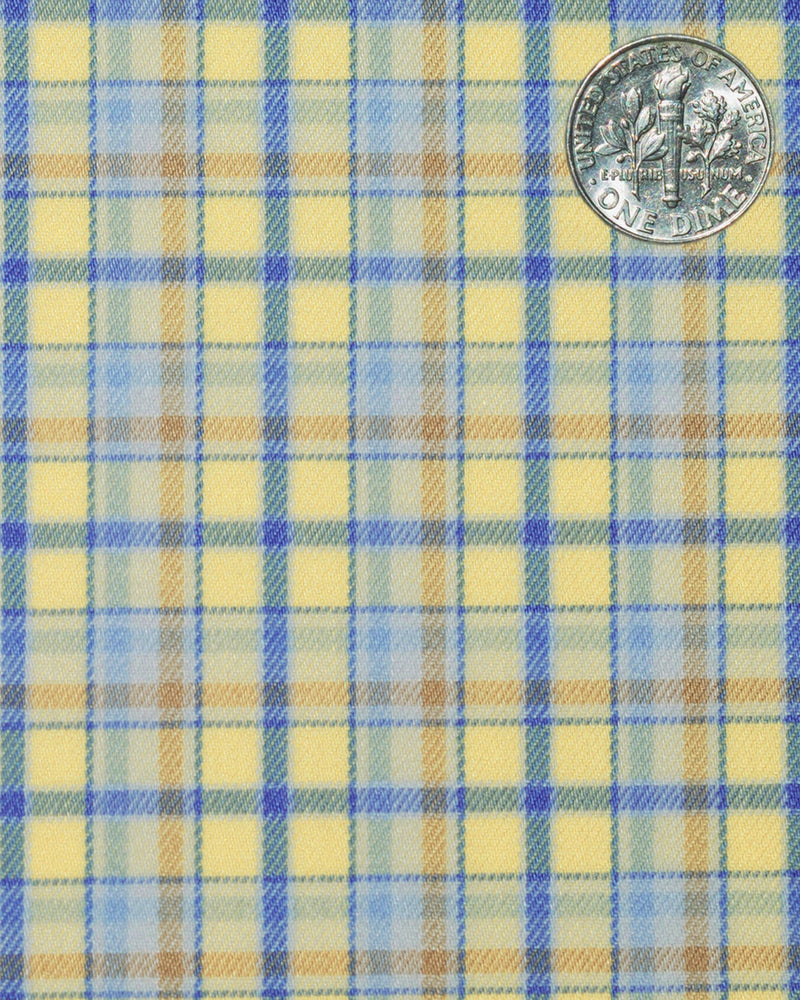 Weiches gelb-blaues Tatersall-Hemd