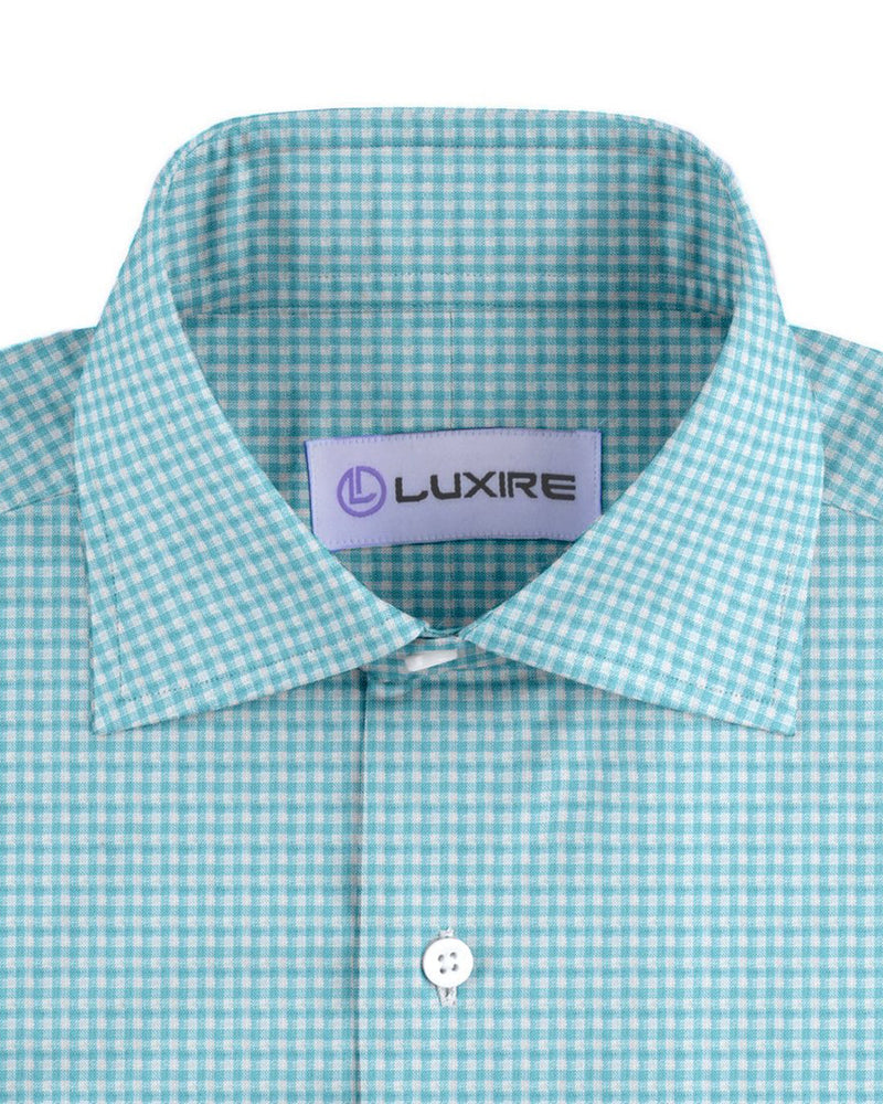 Leinen: Aqua Blue Mini Gingham