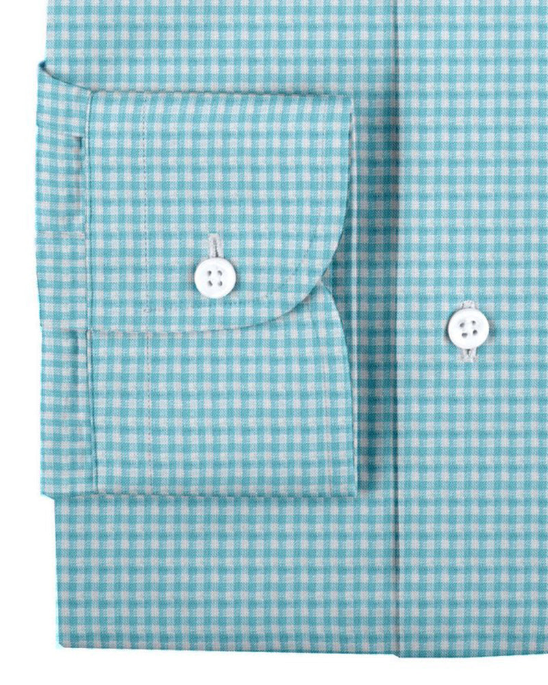 Leinen: Aqua Blue Mini Gingham