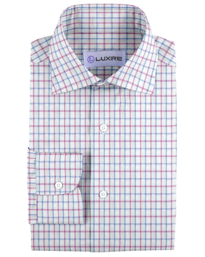Linen: Pink Blue Tattersall On White