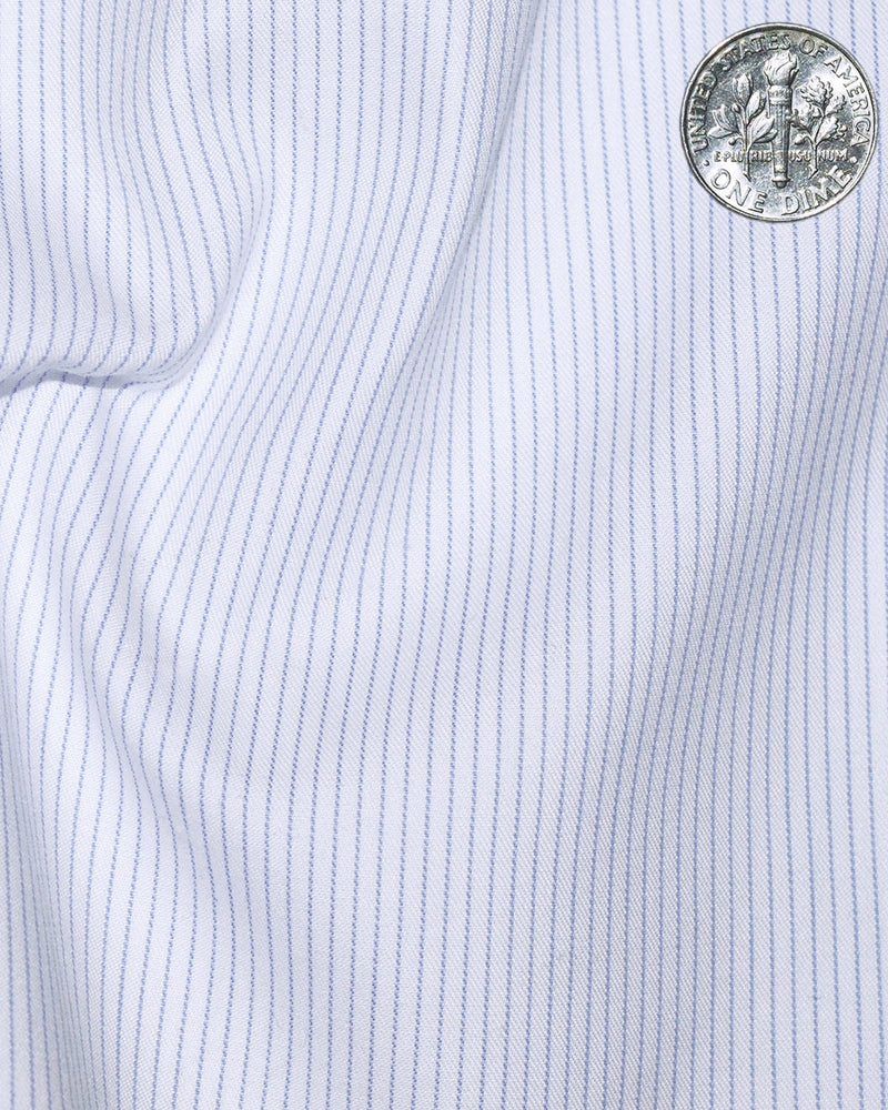 Weißes Twill-Hemd mit HairLine-Streifen