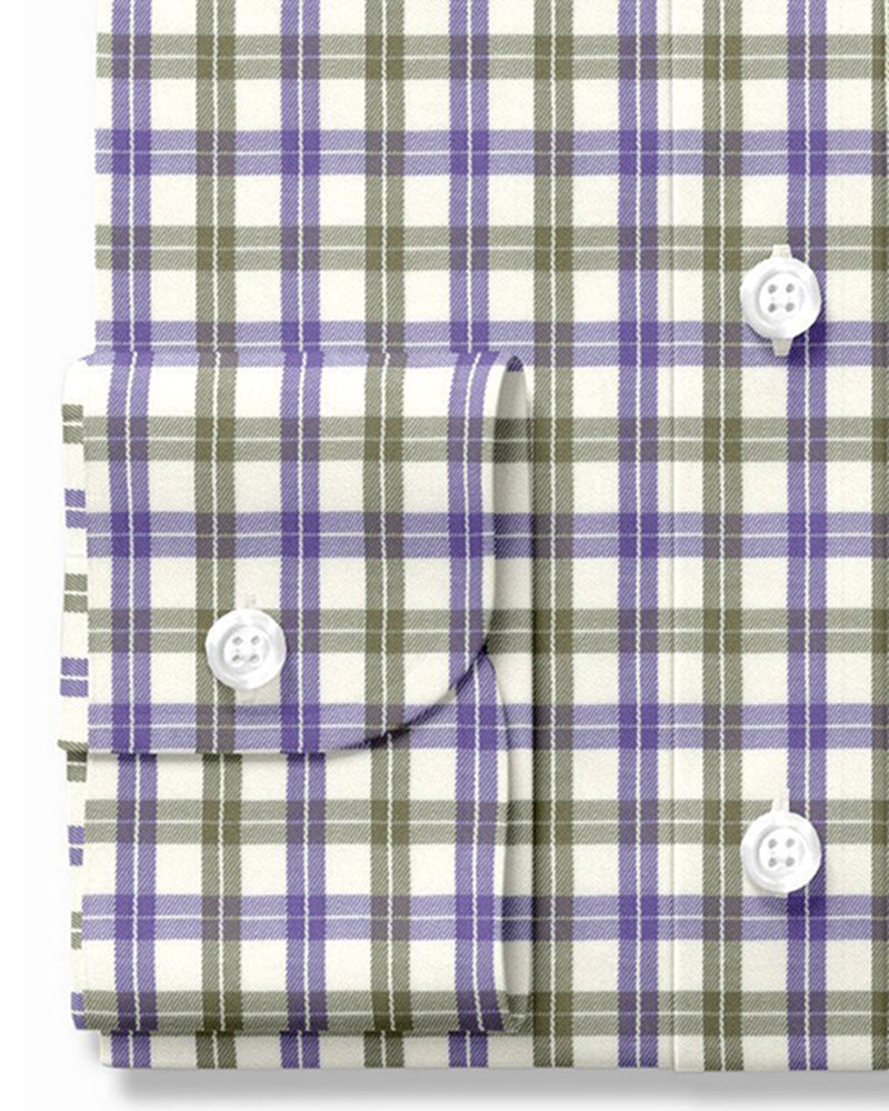 Purple Green Cream Twill Tattersall