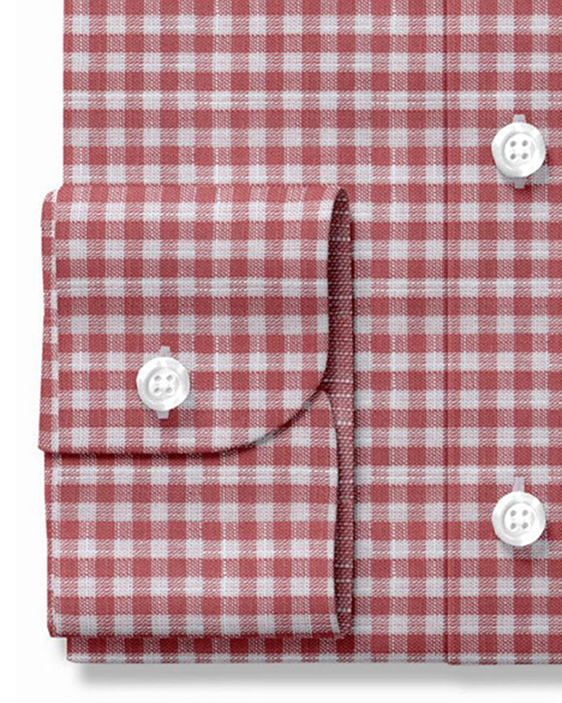 Weicher heller Sommer: Roter weißer Mini-Gingham-Chambray