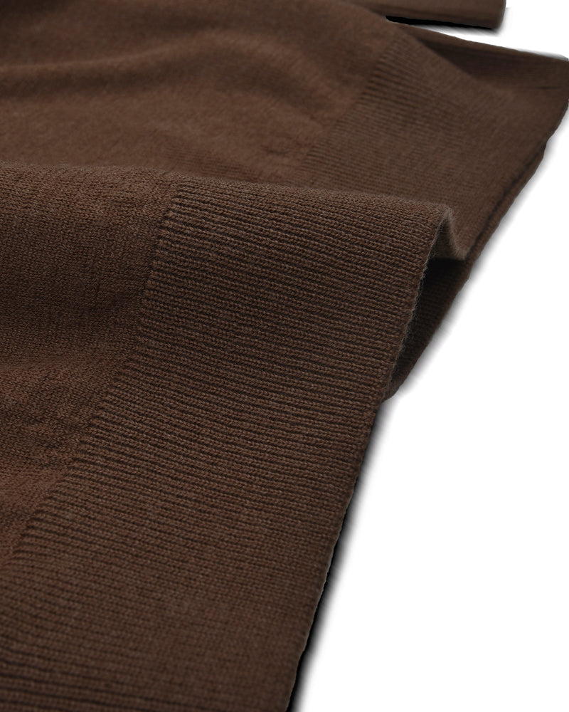EZS Merino-Wollpolo, braun, langärmlig