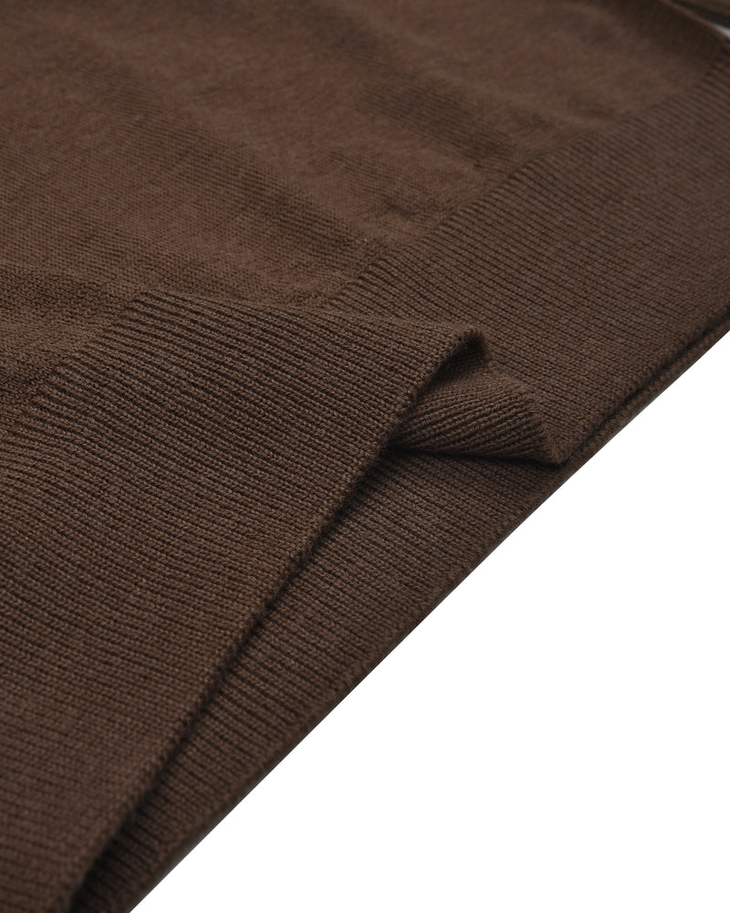 EZS Merino-Wollpolo, braun, langärmlig