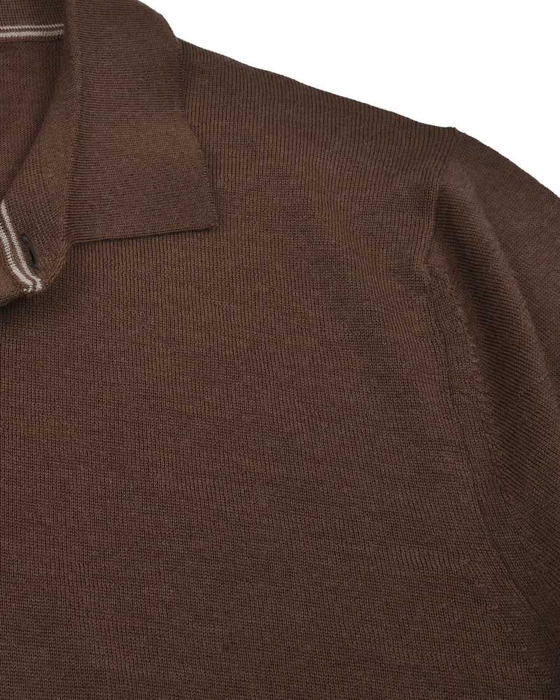 EZS Merino-Wollpolo, braun, langärmlig