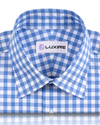 Blau auf weißem, breites Gingham-Karohemd