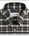 Flaschengrünes, marineblaues und cremefarbenes Tartan-Karohemd