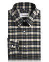 Flaschengrünes, marineblaues und cremefarbenes Tartan-Karohemd
