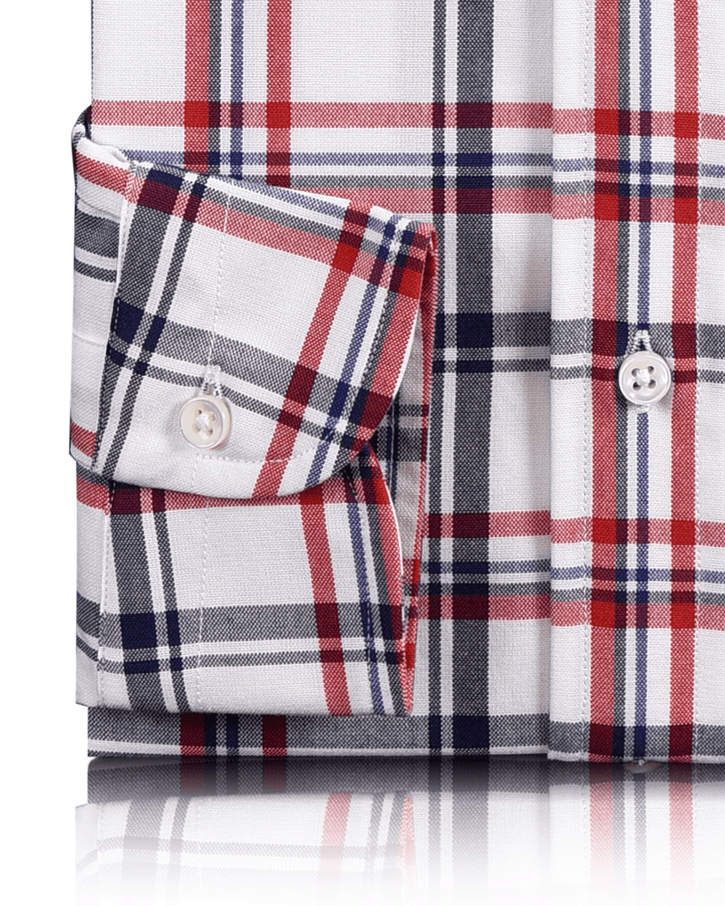 Klassisches Oxford-Hemd mit Karomuster in Rot, Marineblau und Weiß
