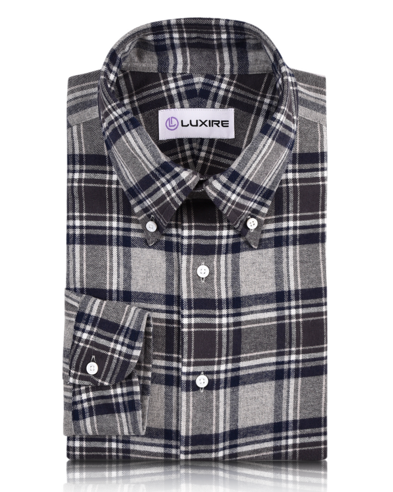 Chemise en flanelle à carreaux bleu marine gris foncé