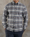 Chemise en flanelle à carreaux bleu marine gris foncé