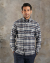 Chemise en flanelle à carreaux bleu marine gris foncé