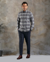 Chemise en flanelle à carreaux bleu marine gris foncé