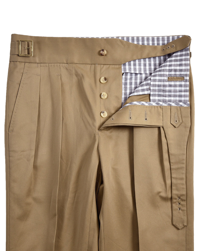 Pantalon Gurkha en sergé de coton : beige fossile sable
