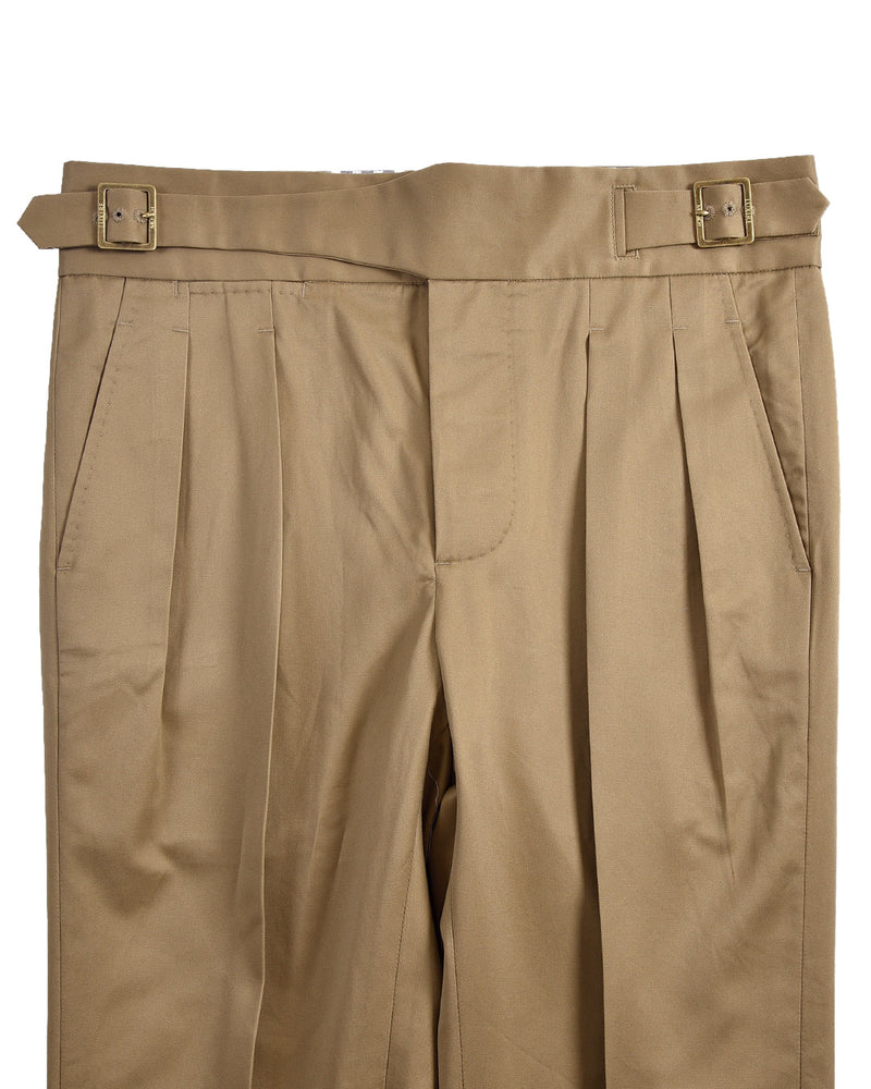 Pantalon Gurkha en sergé de coton : beige fossile sable