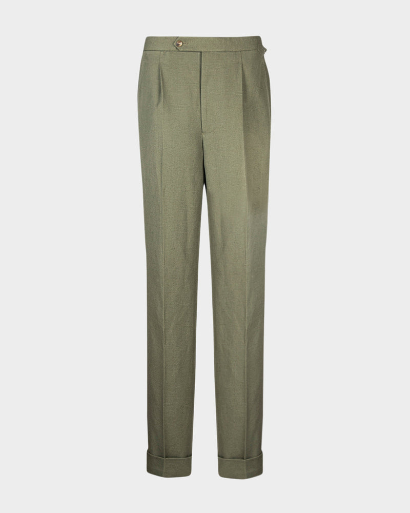 Leinen-Baumwoll-Canvas: Olivgrüne Hose