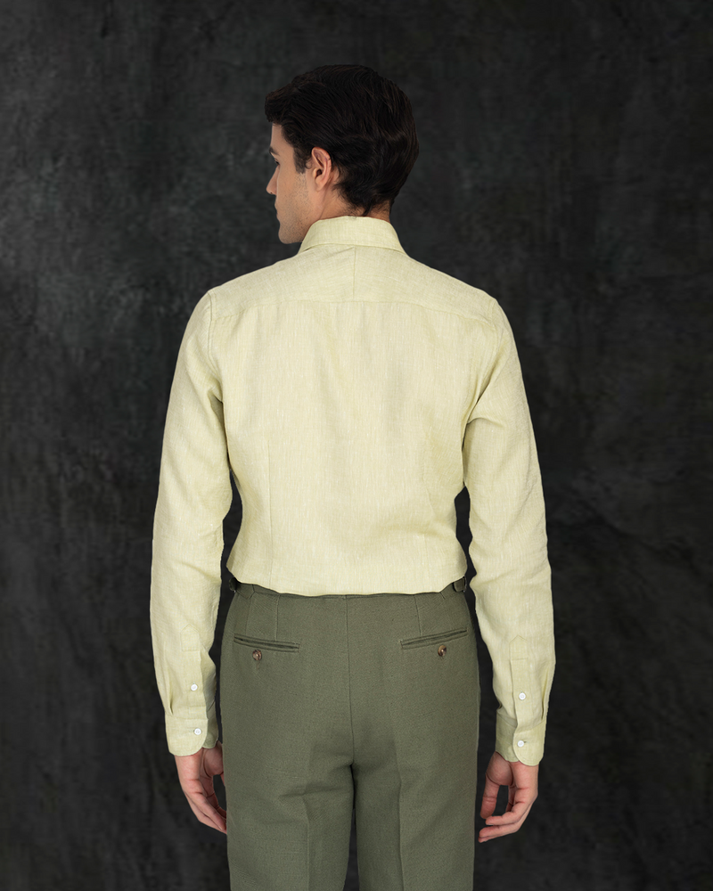 Leinen-Baumwoll-Canvas: Olivgrüne Hose