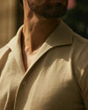 Polohemd aus Leinen-Baumwolle in Heather Cream