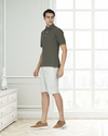 Olive Green Linen Cotton Polo T-Shirt
