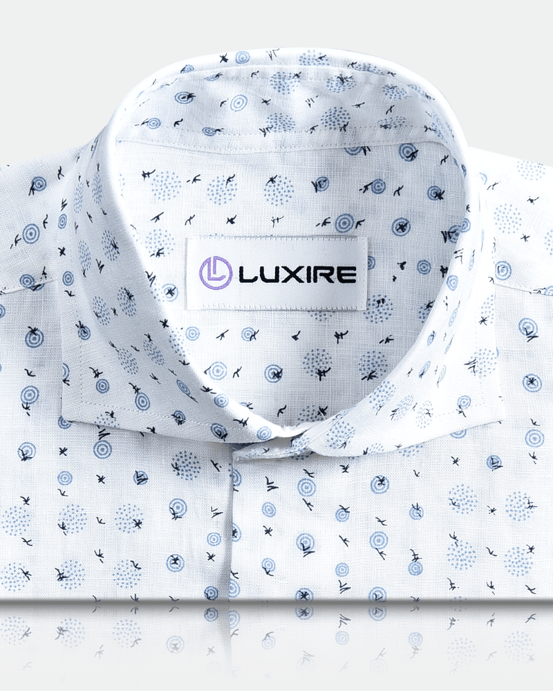 Linen: Blue Printed Birds On White