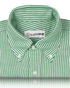Coton et lin : Chemise classique à rayures vertes et blanches bonbon