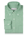 Coton et lin : Chemise classique à rayures vertes et blanches bonbon