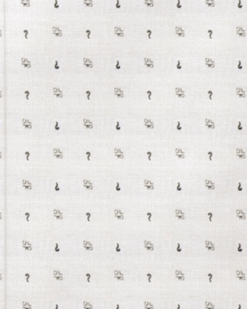 Linen: Grey Printed Marks On White