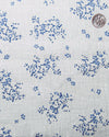 Linen: Pale Blue Printed shrubs On White