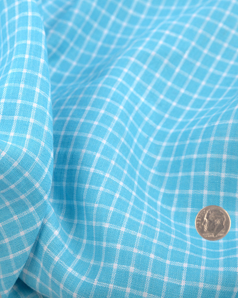Linen: Teal Blue Graph Checks